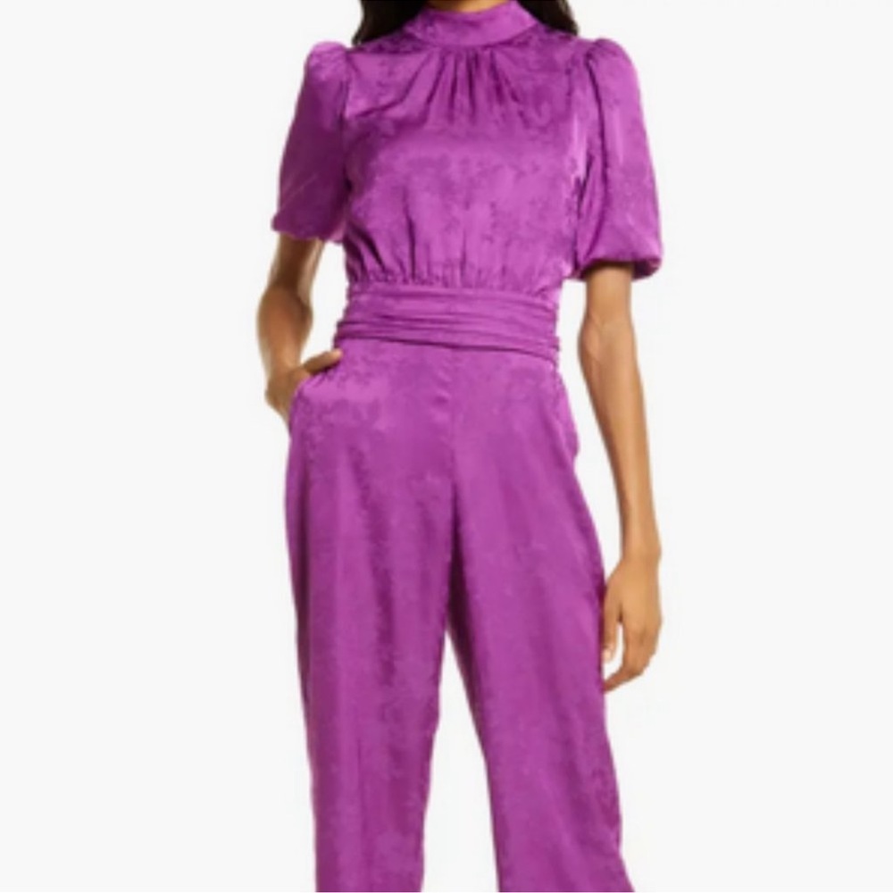 Adelyn Rae Theo Jacquard Open Back Jumpsuit